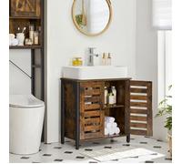 VASAGLE Meuble sous vasque, Armoire Salle de Bain, 60 x 30 x 60 cm, Planche réglable, Marron Rustique et Noir BBC902B01