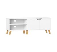 VASAGLE Meuble TV 2 Portes, Étagères Réglables, 140x40x50cm | Support Télé pour Télévisions 60 Pouces, Salon, Salle à Manger, Chambre, Blanc neige, Collection MIRANTA LTV027T46
