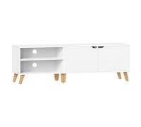 VASAGLE Meuble TV 2 Portes, Support Télé avec Étagères Réglables, Longueur 160 cm, pour Télévisions 65 Pouces, Salon, Salle à Manger, Chambre, Blanc Neige LTV030W01