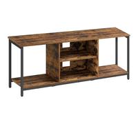 VASAGLE Meuble TV pour Télévision Jusqu’à 65 Pouces, Support Télévision, avec Compartiments Ouverts, Étagères, pour Salon, Salle de Jeu, Style Industriel, Marron Rustique et Noir d'encre LTV061K01