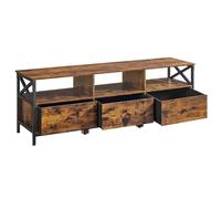 VASAGLE Meuble TV pour Télévision jusqu'à 65 Pouces, Support Télé, 3 Tiroirs en Tissu, 3 Étagères, 147 x 40 x 50 cm, Salon, Chambre, Cadre en Acier, Marron Rustique et Noir LTV304KD01
