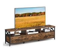 VASAGLE Meuble TV pour Télévision jusqu'à 80 Pouces, Support Télé, 178 x 40 x 50 cm, Cadre en Acier, Marron Rustique et Noir