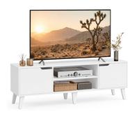 VASAGLE Meuble TV, Support Télé avec Étagère Réglable, pour Télévision jusqu'à 65 Pouces, Longueur 147 cm, Style Ttransitionnel, pour Salon, Chambre, Blanc Nuage LTV556W101