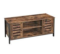 VASAGLE Meuble TV, Support télévision, avec étagères et placards de Rangement, Portes persiennes, pour Salon, Salle de Jeu, Style Industriel, Marron Rustique et Noir LTV43BX