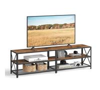 VASAGLE Meuble TV, Support TV pour Télévision jusqu'à 75 Pouces, Table de Salon, avec Étagères de Rangement, Cadre en Acier, pour Salon, Chambre, Marron Rustique et Noir LTV096B01