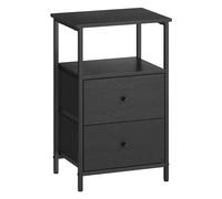 VASAGLE Nuit, Table de Chevet avec 2 Tiroirs en Tissu, 61 cm de Haut avec Étagère de Rangement, pour Salon, Chambre, Cendré, d’Encre et Noir Mat LGS025B21, 38 x 28 x 61 cm