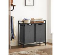 VASAGLE Panier à linge 2/3 compartiments Panier à linge avec étagère Panier à linge en tissu Oxford Extensible Amovible Cadre en métal