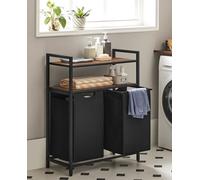 VASAGLE Panier à linge, 2 compartiments, 2 étagères, facilement amovible, 2 x 46 litres