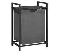 VASAGLE Panier à linge avec sac en tissu amovible, plateau, métal, 65 L, 50 x 33 x 72 cm, gris ardoise et gris anthracite