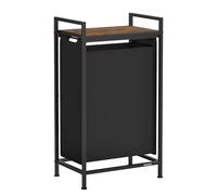 VASAGLE Panier à Linge, Corbeille à Linge Sale, Sac Amovible en Tissu Oxford, Étagère, Cadre en Métal, 47 L, 42 x 28 x 75 cm, Noir d'Encre et Marron Rustique BLH001B01