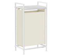 VASAGLE Panier à Linge, Corbeille à Linge Sale, Sac Amovible en Tissu Oxford, Étagère, Cadre en Métal, 47 L, 42 x 28 x 75 cm, Blanc Crème et Blanc Mat BLH001W01