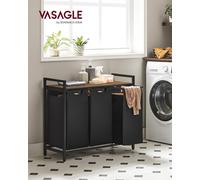 VASAGLE Panier à linge - Panier de rangement à 3 compartiments - Structure en métal - 92,5 x 33 x 72 cm