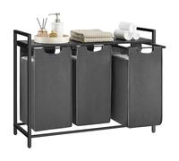 VASAGLE Paniers à Linge 3 Compartiments Pull-Out Sacs Intérieurs Amovibles Cadre Métallique 3x40L 92.5x33x72
