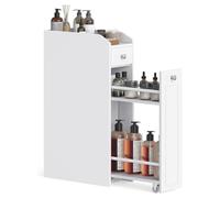 VASAGLE Petit Meuble de Salle de Bains, Armoire de Toilette avec Tiroir | Placard Étroit, Meuble de Rangement pour Papier Toilette, Commode sur Pieds, Blanc nuage, Collection SIREN BBC847P31