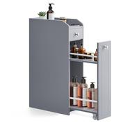 VASAGLE Petit Meuble de Salle de Bains, Placard Étroit, Meuble de Rangement pour Papier Toilette, Armoire de Toilette avec Tiroir, Commode sur Pieds, pour Petits Espaces, Gris Tourterelle BBC847G02