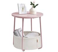 VASAGLE Petite Table Basse Ronde avec Panier en Tissu, Rangement