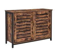 VASAGLE Placard de Cuisine, Buffet à Portes coulissantes, Commode, Salon, entrée, Bureau, avec Cadre en Acier, Style Industriel, Marron Rustique et Noir LSC081B01