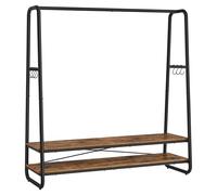 VASAGLE Portant à Vêtement, Porte-manteaux, Armoire, Vestiaire, avec 2 Étagères, 6 Crochets en Forme de S, Cadre en Acier, 45 x 138 x 160 cm, pour Chambre, Marron Rustique et Noir RGR119B01