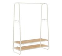 VASAGLE Portant à Vêtement, Porte-Manteaux, Armoire, Vestiaire, avec 2 Étagères, 6 Crochets en Forme de S, Cadre en Acier, pour Chambre, Couleur Chêne et Blanc Crème RGR112W09