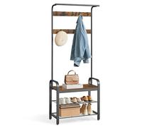 VASAGLE Porte-Manteau avec Étagère à Chaussures, 4-en-1, Vestiaire