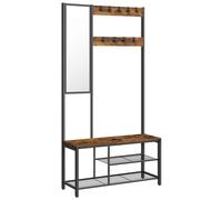 VASAGLE Porte-Manteau Industriel 9 Crochets Amovibles pour Petit Couloir Vintage Brun/Noir