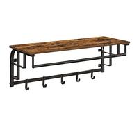 Porte-manteaux Mural avec crochets, Étagère de rangement 5 Patères, pour entrée, Chambre Marron