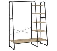 VASAGLE Porte-Manteau sur Pieds, Meuble Chaussure Entrée, Vestiaire, avec 5 Étagèress de Rangement, 6 Crochets, Marron et Noir