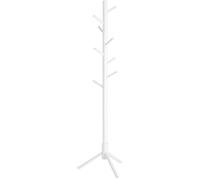VASAGLE Portemanteau en Bois Massif, Porte-vêtement, avec 8 Crochets pour vêtements, Sacs, Veste, pour entrée, Couloir Blanc RCR04WT