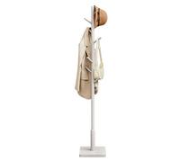 VASAGLE Portemanteau, Portant à Vêtements en Bois, Support sur Pieds avec 8 Crochets, pour Manteaux, Chapeaux, Sacs, pour Entrée, Couloir, Bois d'Hévéa, Beige Cappuccino RCR010K01V2
