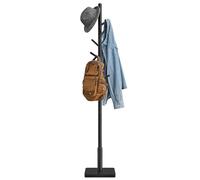 VASAGLE Portemanteau, Portant à Vêtements en Bois, Support sur Pieds avec 8 Crochets, pour Manteaux, Chapeaux, Sacs, pour Entrée, Couloir, Bois d'Hévéa, Noir d'Encre RCR010B01V2