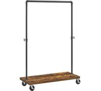 VASAGLE Portemanteau sur roulettes, portemanteau, penderie, barre de penderie jusqu'à 90 kg, étagère, roulettes blocables, design industriel, salon