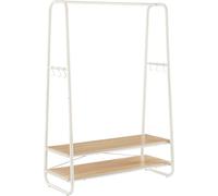 VASAGLE Portemanteau, vestiaire, 2 étagères, 6 crochets en forme de S, cadre en acier, pour chambre, couloir, entrée, couleur chêne blanc crème