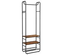 VASAGLE Portemanteau Vestiaire avec Étagère à Chaussures à 3 Niveaux | 58 x 28 x 181 cm, Style Contemporain, Pour Entrée, Chambre, Noir mat et Taupe, Collection COLTEN HSR081K01
