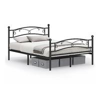 VASAGLE RMB073B01 Cadre de lit Double en métal pour Matelas de 140 x 190 cm Montage Facile Noir