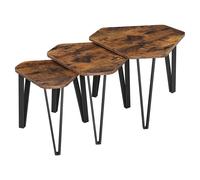 Vasagle Set de 3 tables basses de style industriel, marron, noir