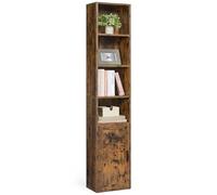 VASAGLE Siren Collection - Bibliothèque, Étagère Haute sur 6 Niveaux, avec Porte, Meuble de Rangement Ouvert, 31,8 x 24 x 175 cm, pour Salon, Bureau, Salle à Manger, Marron Rustique LBC401K01