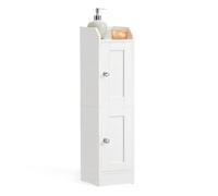 VASAGLE Siren Collection - Meuble de Salle de Bain Fin, Colonne de Rangement, Buffet, pour Papier Toilette, Étagères Réglables, Porte Réversible, Style Maison de Campagne, Blanc Nuage BBK312WB02