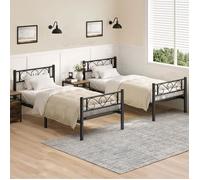 VASAGLE Structure de Lit Simple, Lot de 2, Cadre de Lit en Métal, pour Matelas de 90 x 190 cm, Pas Besoin de Sommier, Noir