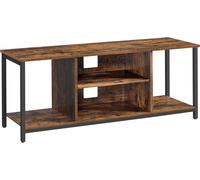 VASAGLE Support TV pour TV jusqu'à 60 pouces, armoire TV avec étagères ouvertes, console TV pour salon, salle de divertissement, marron rustique et noir