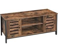 VASAGLE Support TV, support TV, avec étagères et rangements, portes en saillie, pour salon, salle de jeux, style industriel, brun rustique