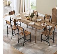 VASAGLE Table à Manger Extensible et 6 Chaises Ensemble, Bois | Meubles de Salle à Manger, Table Petit Espace, pour 4 à 8 Personnes, Cadre en Acier, Style Moderne, pour Cuisine