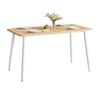 VASAGLE Table à Manger, Table de Cuisine, pour 4-6 Personnes, Moderne, Style Ferme, Surface Résistante à la Chaleur, Montage Rapide, 75 x 140 x 75 cm, Doré Chêne et Blanc Nuage KDT100N01