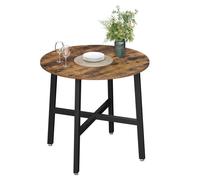 VASAGLE Table à manger, Table de cuisine ronde, 80 x 75 cm (ø x H), style industriel, Marron Rustique et Noir