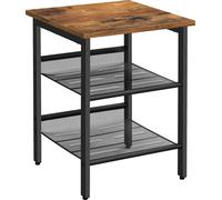 VASAGLE Table basse de salon, table de chevet de style industriel pour chambre à coucher, avec 2 étagères en filet réglables, construction métallique solide