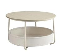 VASAGLE Table Basse Ronde avec Rangement, Panier en Tissu, Cadre en Métal | Table de Salon, Style Contemporain, Beige naturel, Collection LILEA LCT244K01