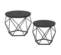 VASAGLE Table Basse Ronde, Lot de 2, Plateau Amovible, Cadre en Acier | Table d'Appoint, Bout de Canapé, Style Moderne, pour Salon, Gris anthracite et Noir mat, Collection ISLAND LCT041B22