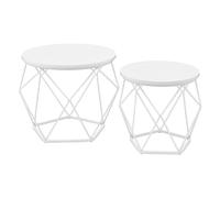 VASAGLE Table Basse Ronde, Lot de 2, Table d’Appoint, Bout de Canapé, Style Moderne, Plateau Amovible, Cadre en Acier, pour Salon, Blanc Neige et Blanc Nuage LET040W46