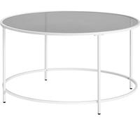 VASAGLE table basse ronde, table de salon avec structure en acier, table basse, table d'appoint, gris-blanc-perle