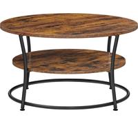 VASAGLE Table basse ronde, table de salon, table basse avec étagère, 80 x 45 cm, montage simple, métal, design industriel, vintage marron-noir
