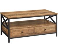 VASAGLE Table basse, table de salon, avec 2 tiroirs et un plateau ouvert, structure en acier en forme de X, 100 x 55 x 45 cm, style industriel,